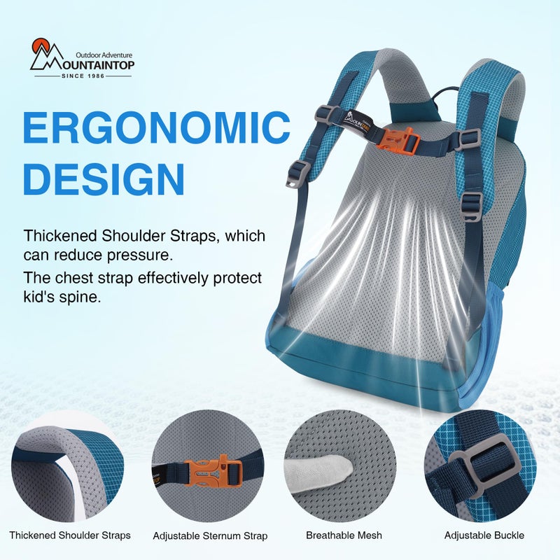 MOUNTAINTOP 15L Kids Backpack for 5-7 Year Olds, Lightweight Kindergarten Hiking Backpack for Boys Girls, 25 * 15 * 40CM - Image 3