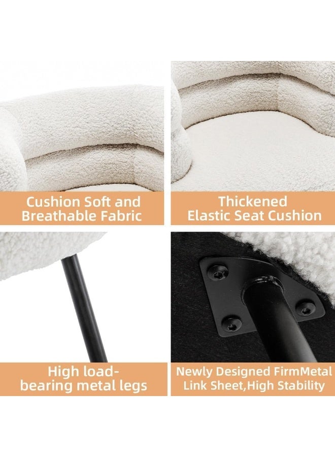 ZUIHAO Accent Chair Sherpa Boucle Accent Chair Round Upholstered Barrel Arm Chair for Small Spaces Fluffy Side Corner Sofa for Living Room, Bedroom Vanity Office Reading Nook - Image 4