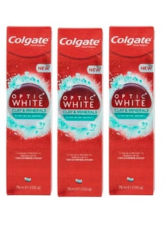 3 Piece Set Optic White Clay and Minerals Remove Stains and Restore Natural Whiteness Mint 3X75 ml