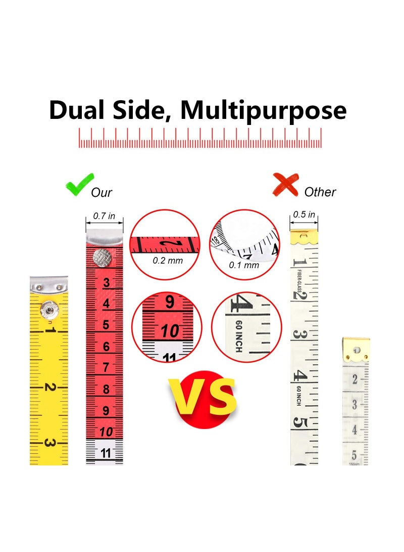Soft Tape Measure for Body Measuring 150 cm, Body Fabric Sewing Tailor Cloth Knitting Home Craft Measurements with Snap Button Closure, Dual Sided