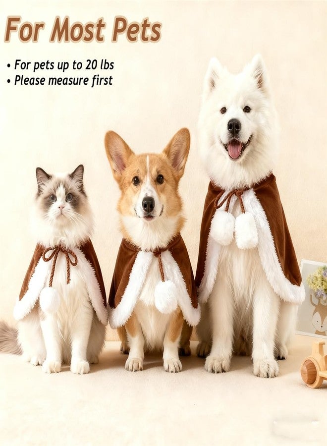 Kvittra Pet Christmas Costume, Dogs Cats Chicken Duck Goose Cape with Hat Santa Claus Cloak and Xmas Deer with Pom Poms, for Domestic Pet Puppy Cat Gifts Christmas Outfit - Within 20 pounds (Deer) - Image 4