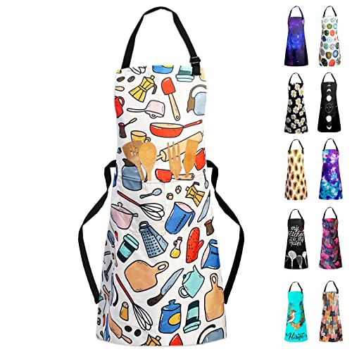 Sosolong Adjustable Waterproof Apron, Apron with 2 Pockets Cooking Kitchen Aprons for Women Men Chef, Adult Gifts - Image 1