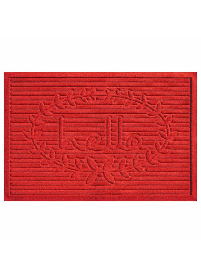 Calloway Mills 103142436 Poly Hello Indoor/Outdoor Mat, 24" x 36", Red - Image 1
