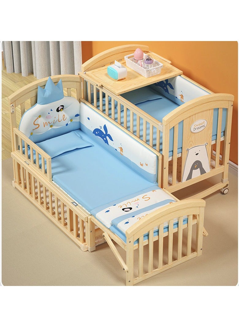 FUN MOMENT Wooden children's bed with wardrobe, extendable from 120 × 60 cm to 150×60 cm  - Image 1