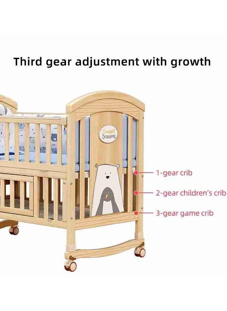 Wooden children's bed with wardrobe, extendable from 120 × 60 cm to 150×60 cm