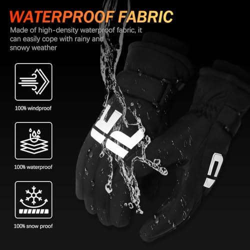 Gustave® Winter Gloves for Men - Fleece Lining, Touch Screen, Windproof, Waterproof, Anti-Slip - Outdoor Winter Warm Gloves for Riding, Hiking, Ski, Cycling - One Size Fits Most, Stylish Black - Image 2