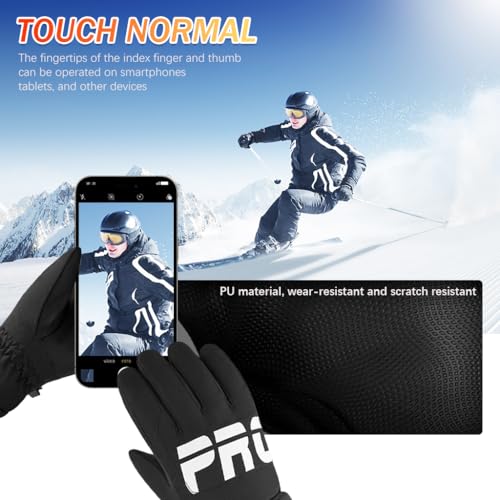 Gustave® Winter Gloves for Men - Fleece Lining, Touch Screen, Windproof, Waterproof, Anti-Slip - Outdoor Winter Warm Gloves for Riding, Hiking, Ski, Cycling - One Size Fits Most, Stylish Black - Image 5