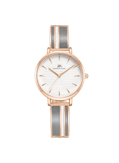 Kenneth Scott Women's PC21 Movement Watch, Analog Display and Alloy Strap - K23501-RBXX, Grey