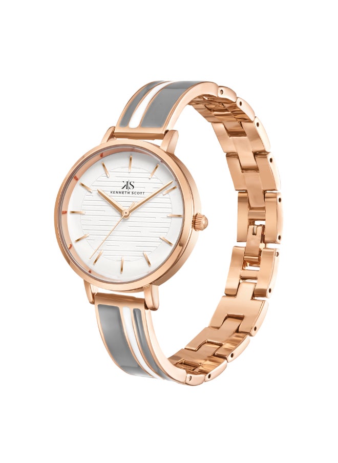 KENNETH SCOTT - Kenneth Scott Women's PC21 Movement Watch, Analog Display and Alloy Strap - K23501-RBXX, Grey - Image 1