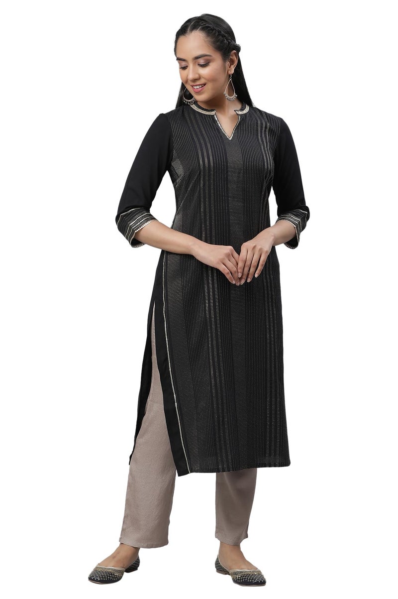 Aurelia Women's Cotton Kurta 23AUA14194-704235-Black-M_M - Image 1