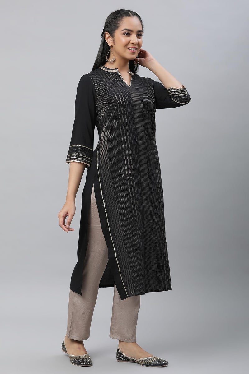 Aurelia Women's Cotton Kurta 23AUA14194-704235-Black-M_M - Image 5