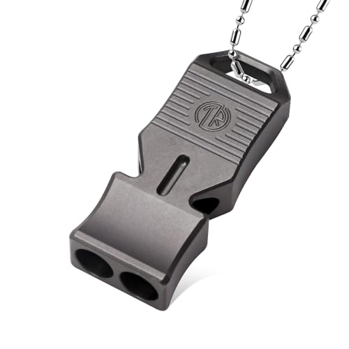 TACRAY Titanium Emergency Survival Whistle – Square Dual-Tube Design, Ultra-Loud 120+dB, Waterproof & Durable, EDC Safety Whistle for Camping, Hiking, Outdoor & Rescue (Gray) - Image 1