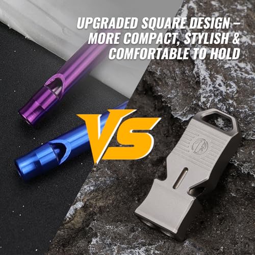 TACRAY Titanium Emergency Survival Whistle – Square Dual-Tube Design, Ultra-Loud 120+dB, Waterproof & Durable, EDC Safety Whistle for Camping, Hiking, Outdoor & Rescue (Gray) - Image 3