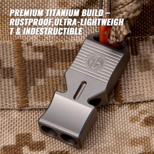 TACRAY Titanium Emergency Survival Whistle – Square Dual-Tube Design, Ultra-Loud 120+dB, Waterproof & Durable, EDC Safety Whistle for Camping, Hiking, Outdoor & Rescue (Gray) - Image 2