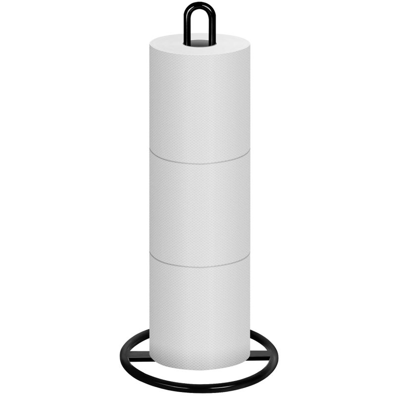 Toilet Paper Holder Stand OBODING Black Freestanding Toilet Paper Holder for Storing 3 Rolls of Toilet Papers Black