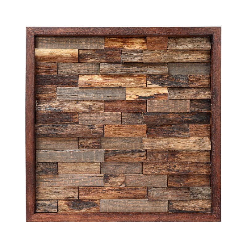 CONSDAN Wood Wall Decor USA Grown Hardwood Rustic Wooden Wall Art Home Decorations for Living Room and Bedroom Aesthetic Framed and Ready to Hang Brick 18 x 18