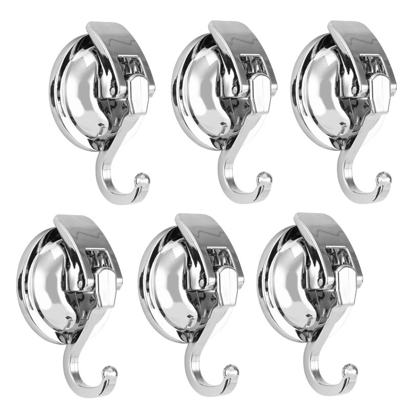 Khdrvok Wreath Hanger6Pack SilverPlated Plished Suction up for Window Glass Kitchen Bathroom Hooks Reusable Without Punching for Towel Loofah Robe Coat Wreath Decor