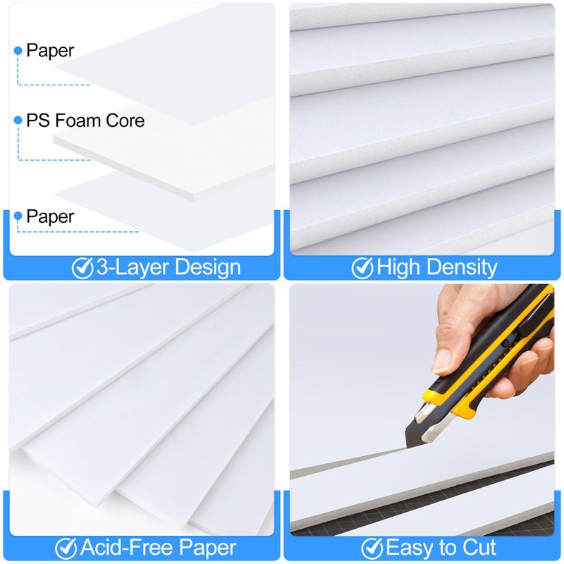 ToLanbbt 12 Pack White Foam Board, 24 x 36 x 3/16" Thick Foam Core Acid Free Poster Foamboard for Art Craft Projects, Painting, Displaying, Signage, Wedding, School - Image 3