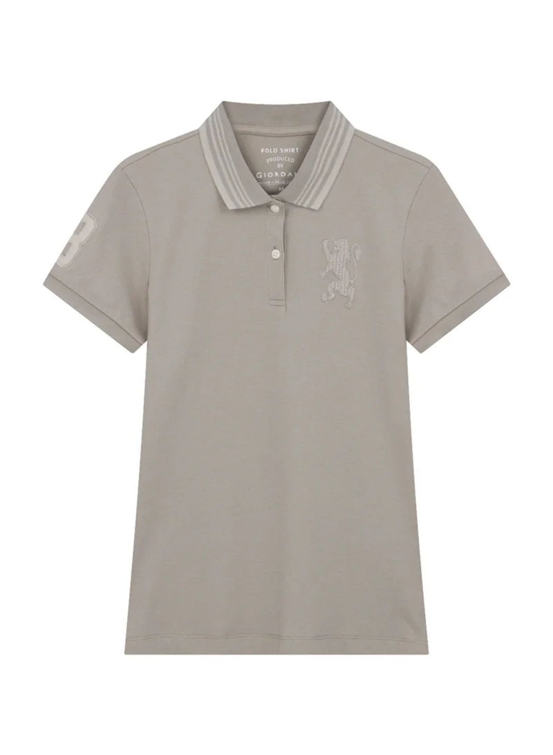 Women’s Slim Pique Polo with 3D Lion Embroidery