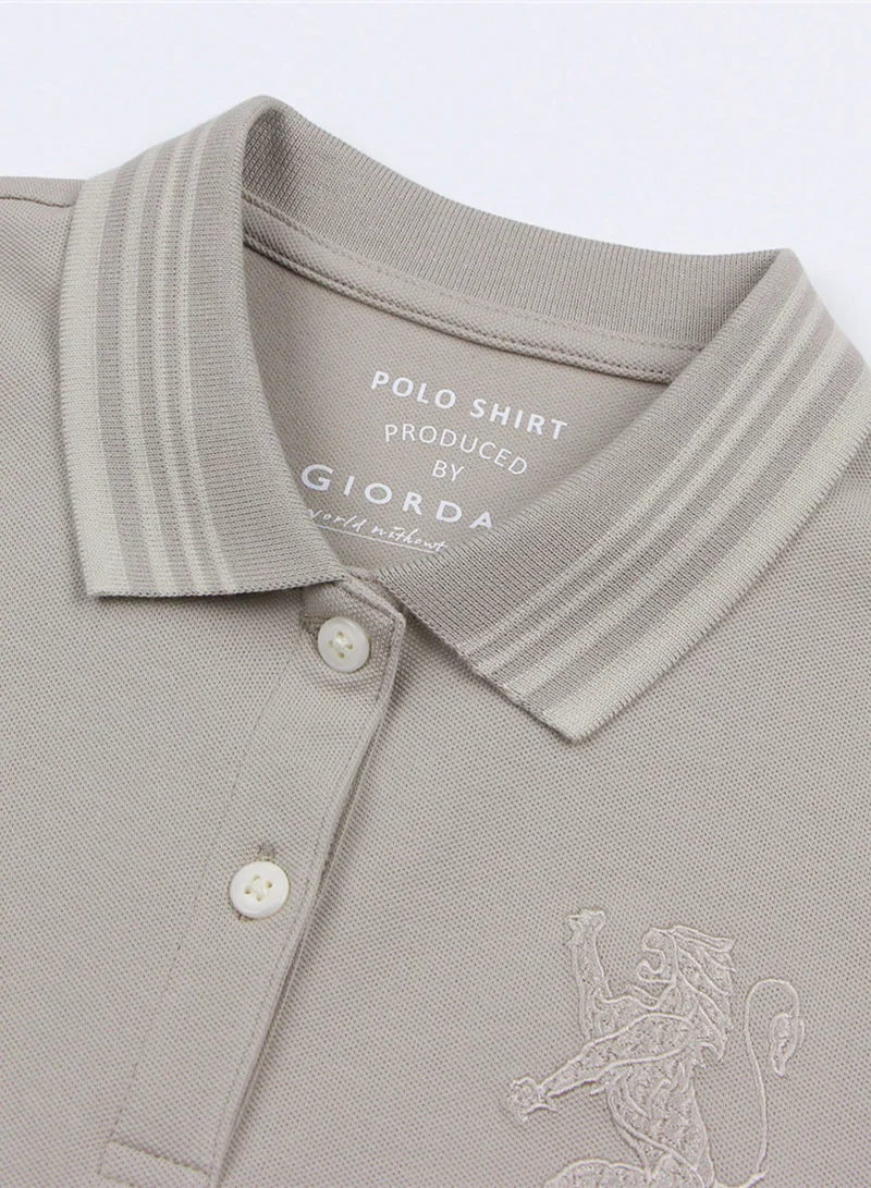 GIORDANO  Women’s Slim Pique Polo with 3D Lion Embroidery for Women | Best Price UAE