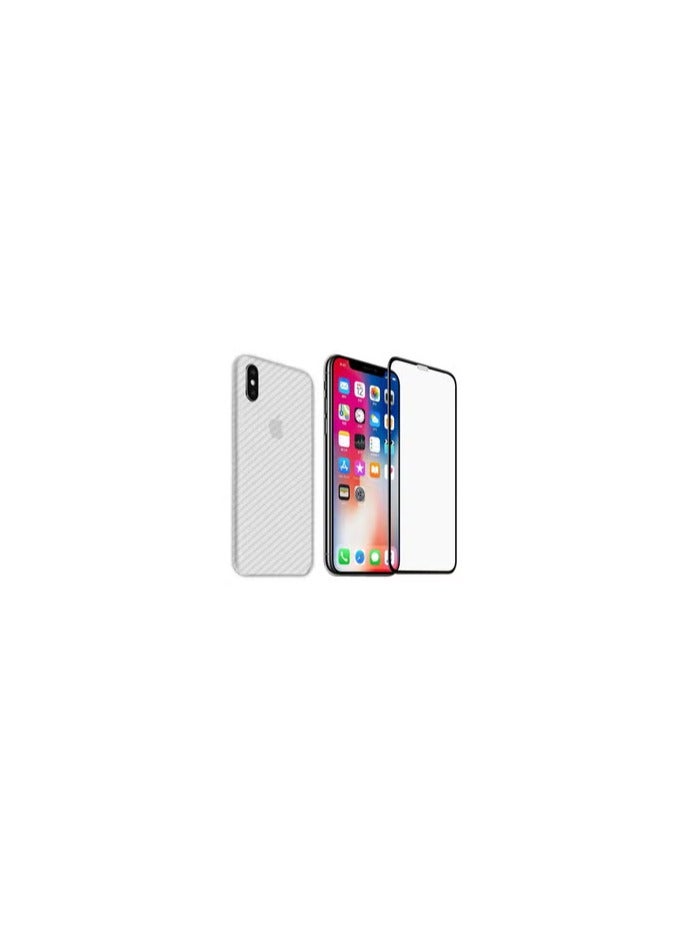 2Pack for iPhone XS Max Slim Case Ultra Lightweight Carbon Fiber Pattern Skin Cover Camera Protection Design with Clear Screen Protector White
