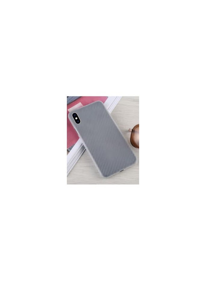 2Pack for iPhone XS Max Slim Case Ultra Lightweight Carbon Fiber Pattern Skin Cover Camera Protection Design with Clear Screen Protector White
