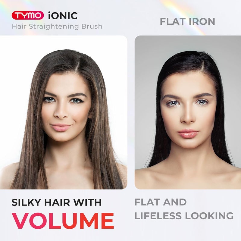 TYMO Ionic Hair Straightener Brush - One-Step Hair Straightener for Women, Straightening Brush with Negative Ions, 16 Temp Settings, LCD Display, Dual Voltage, Hot Comb Flat Iron for Frizz-Free Styles - Image 4