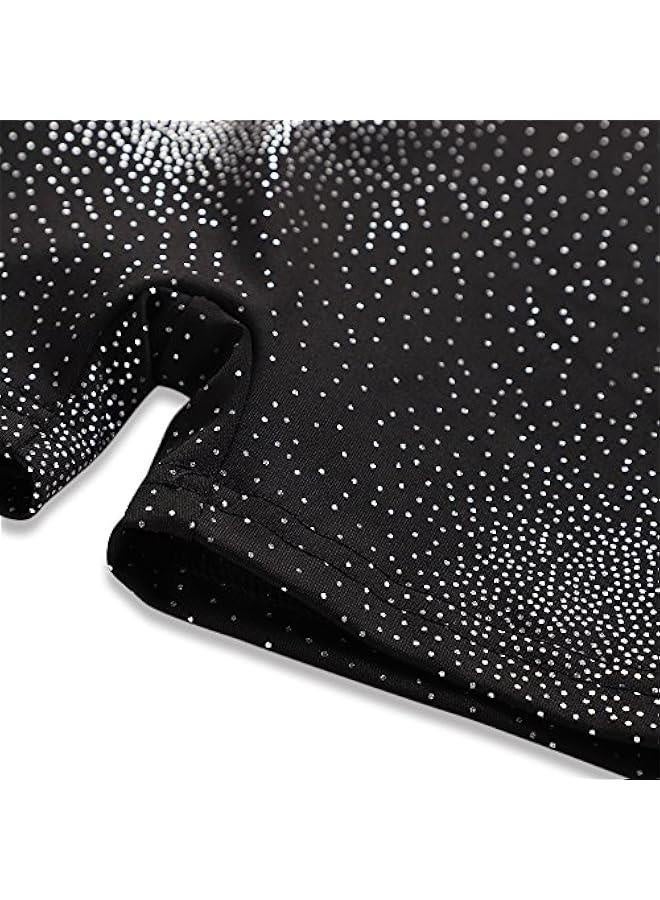 Leotards for Girls Gymnastics with Shorts Sparkle erfly Flowers Pattern Sleeveless Biketards Hotpink Black - Image 5