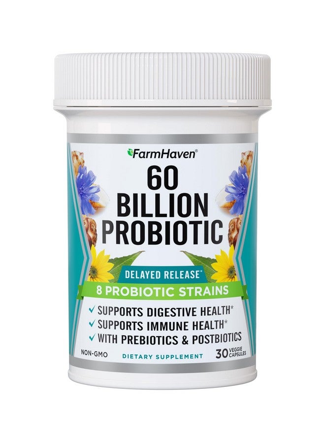 FarmHaven 60 Billion CFU Probiotic - 8 Probiotic Strains - Prebiotics & Postbiotics - Supports Digestive & Immune Health - Delayed Release - Shelf Stable - Non-GMO, Gluten Free - 30 Caps - Image 1