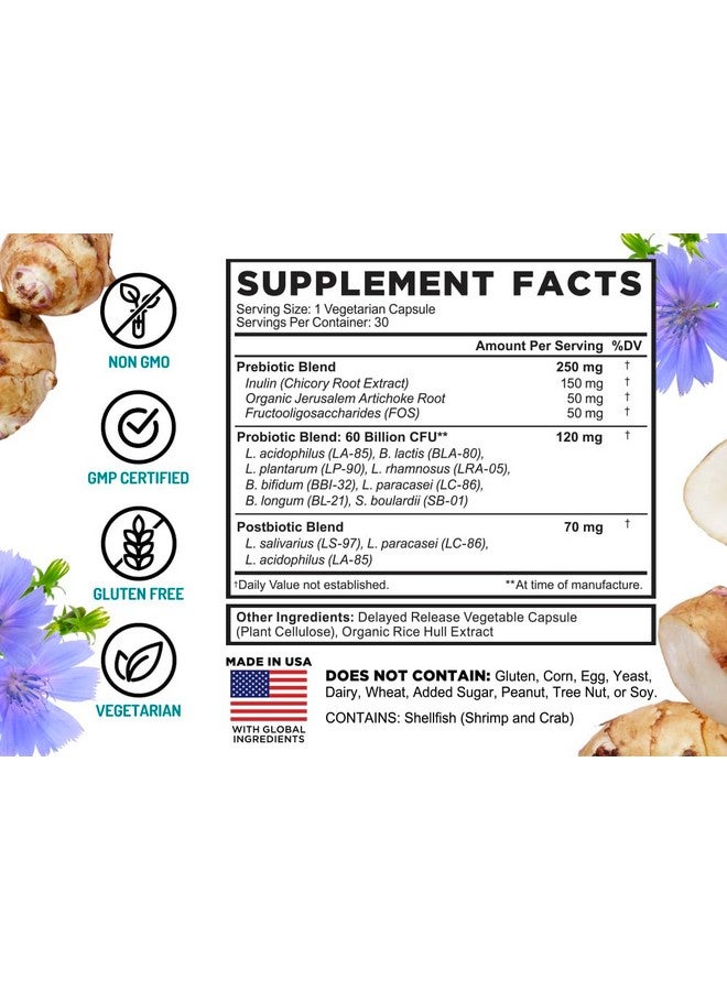 FarmHaven 60 Billion CFU Probiotic - 8 Probiotic Strains - Prebiotics & Postbiotics - Supports Digestive & Immune Health - Delayed Release - Shelf Stable - Non-GMO, Gluten Free - 30 Caps - Image 2