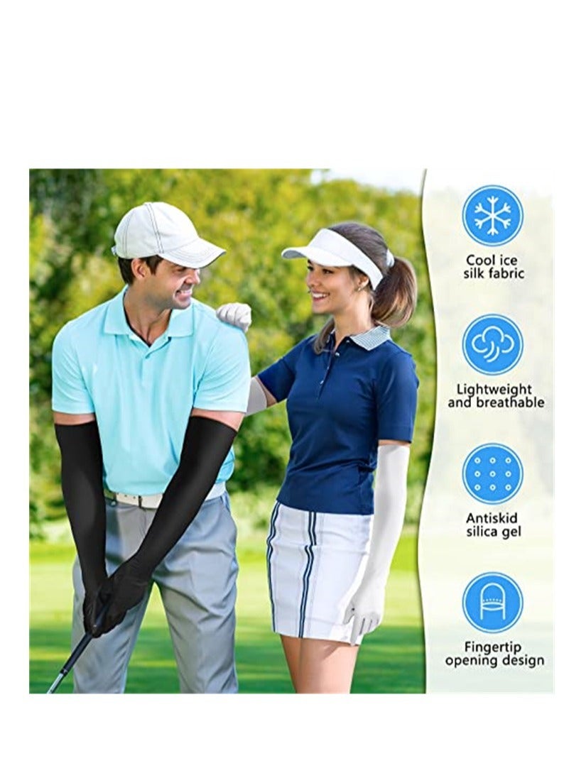 Loquat 2 Pairs UV Long Sun Gloves Women's Sunblock Driving Gloves Sun Protective for Outdoor Sports - Image 4