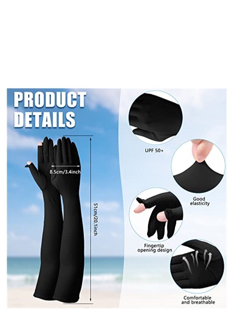 Loquat 2 Pairs UV Long Sun Gloves Women's Sunblock Driving Gloves Sun Protective for Outdoor Sports - Image 2