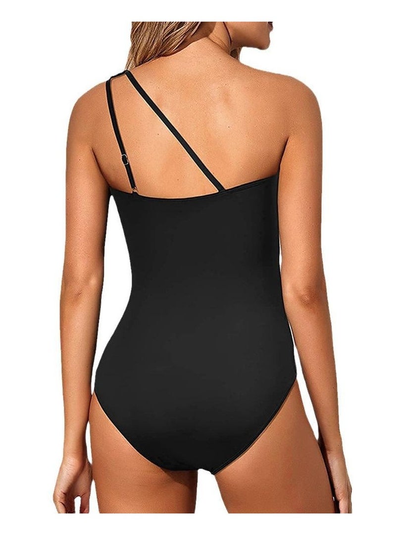 GUDOO مايوه نسائي من قطعة واحدة بكتف واحد وخصر عالي بتصميم قطع مربعة مفتوحة على الجوانب - Image 3