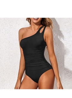 GUDOO One Piece Bathing Suit for Women One Shoulder High Waist Swimsuit Cutout Ribbed Monokini Swimwear M  - Image 4