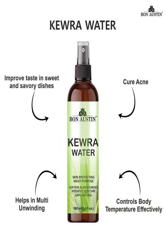 Bon Austin 100% Pure Kewra Water Cleanses The Pores, Remedies Acne, Revives Skin Cells And Provides Intense Moisturization Pack of 3 of 100ML (300ML) - Image 4
