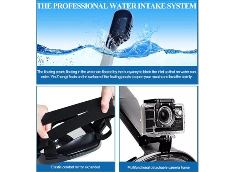 Full face underwater diving mask, underwater diving mask, with 180° field of view and camera mount, silicone seal, anti-fog and waterproof for children and adults - Image 3