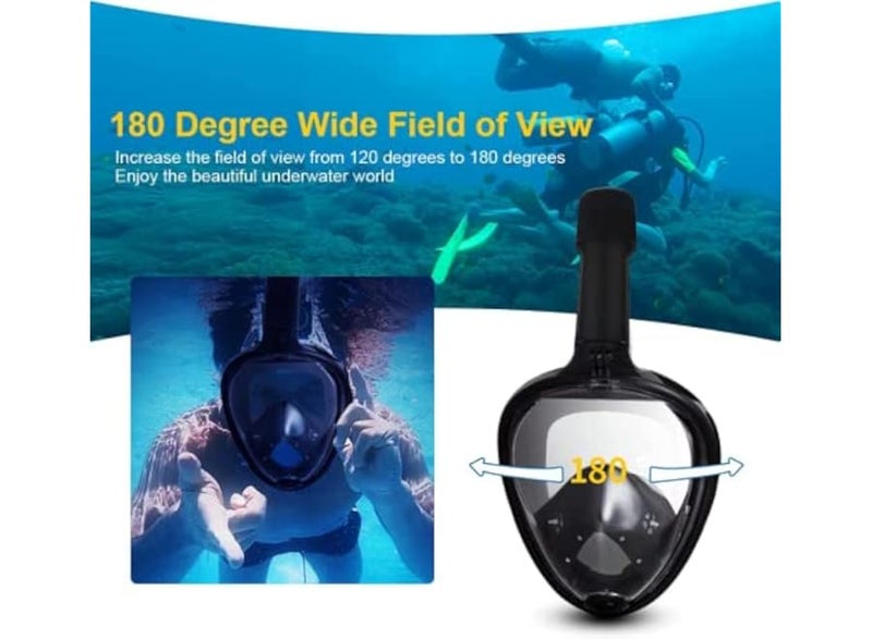 Full face underwater diving mask, underwater diving mask, with 180° field of view and camera mount, silicone seal, anti-fog and waterproof for children and adults - Image 2