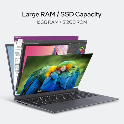 UOWAMOU 15.6-inch, 16GB RAM, 512GB SSD, FHD IPS Display Laptop Computer, N5095 Quad Core, 2.4/5G WiFi, BT4.2 Backlit and Fingerprint, Lightweight and Portable - Image 4