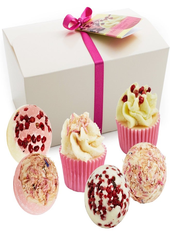 BRUBAKER Cosmetics 6 Handmade "Pink Moments" Spa Bath Bombs Bath Melts Bath Truffles Gift Set - All Natural Vegan, Organic Shea Butter, Cocoa Butter and Olive Oil Moisturize Dry Skin - Image 1