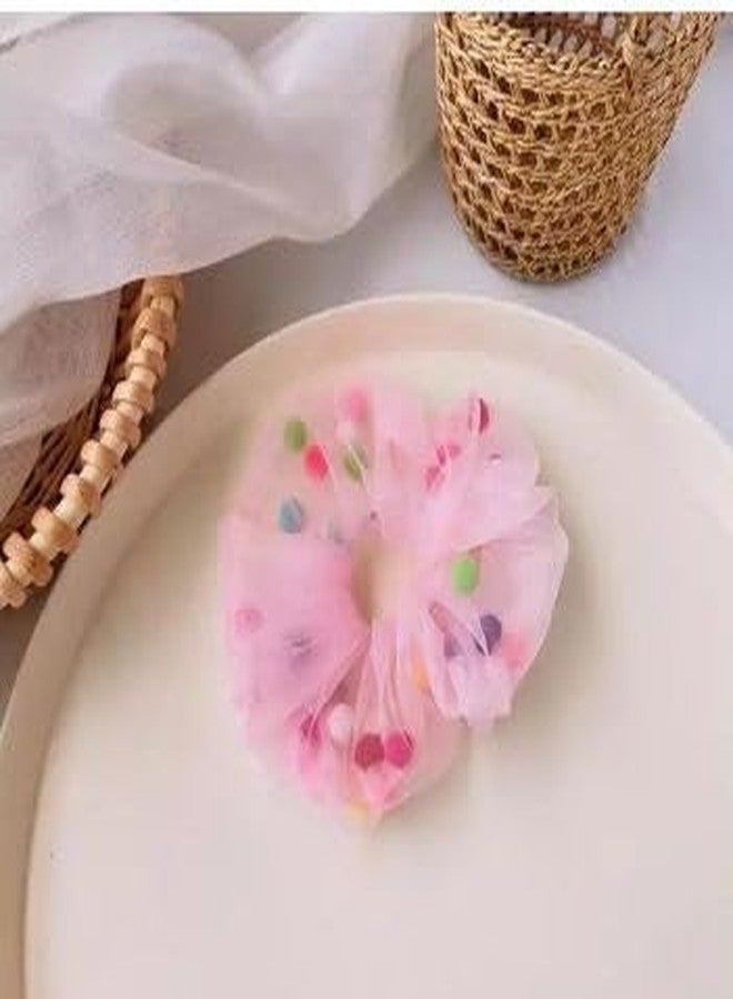 Honbon Cute Colorful Small Pom Pom Balls Chiffon Scrunchies Ponytail Holder Sweet Hair Rubber Band Hair Tie for Kid Girls Fashion Hair Accessories (Multicolor 10 Pcs) - Image 3