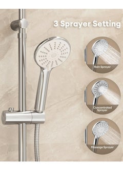 Jomoo Shower Set, Bathroom Rainfall Showers Kit with 3-Function Handheld Shower Heads and 150cm Shower Hose, High Pressure Shower System, Chrome  - Image 3