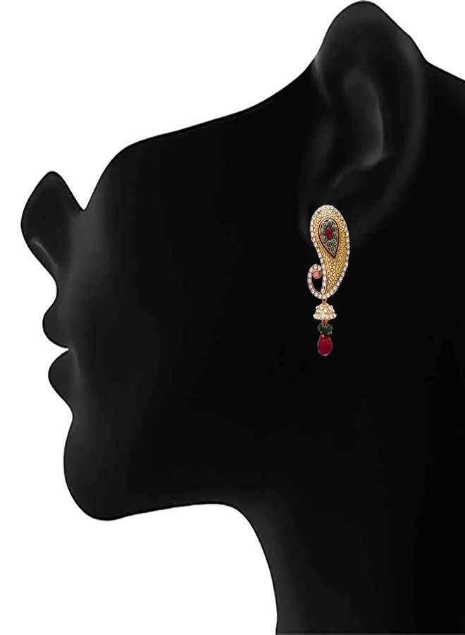 JFL - Bold Kaerie Designer One Gram Gold Plated Red & Green Stone Diamond Earring for Women,Valentine - Image 5