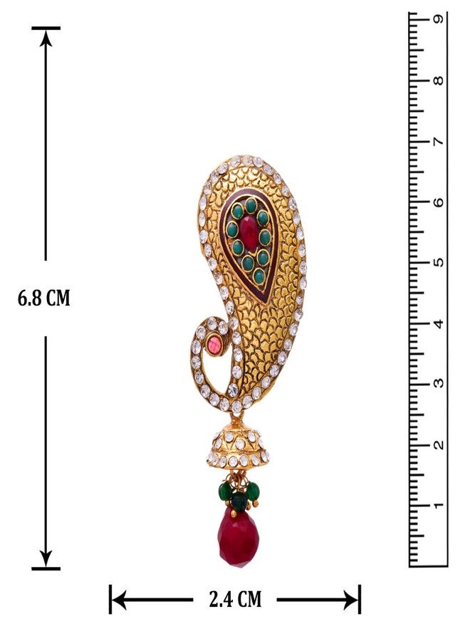 JFL - Bold Kaerie Designer One Gram Gold Plated Red & Green Stone Diamond Earring for Women,Valentine - Image 4