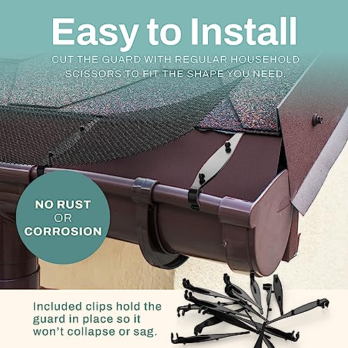 Home Intuition 2-Pack Leader and Gutter Guard from Leaves, Twigs, Branches Plastic Mesh Guards Leaf Protector 6" inch Wide 40' Feet Long Total - Image 4