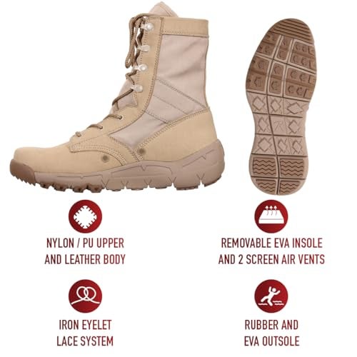 Rothco V-Max Lightweight Boots – 8 Inch – All-Purpose Comfort and Durability – Desert Sand – Regular – 7 - Image 4