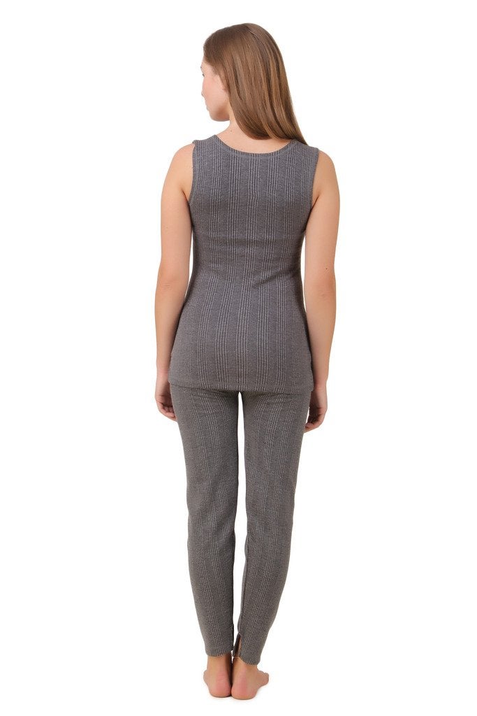 HAP Women's Blended Quilted Thermal Set of Sleeveless Top + Trouser Ladies Warmer Innerwear (Charcoal Grey, XX-Large) - Image 4
