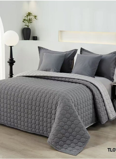 Summer Quilt 4-Piece Set – Single Size 220x160cm – Microfiber Fabric with 100% Pure Cotton Filling comforter– Soft Bedding Set