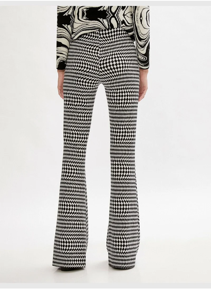 KOTON Geometric Patterned Wide Leg Trousers