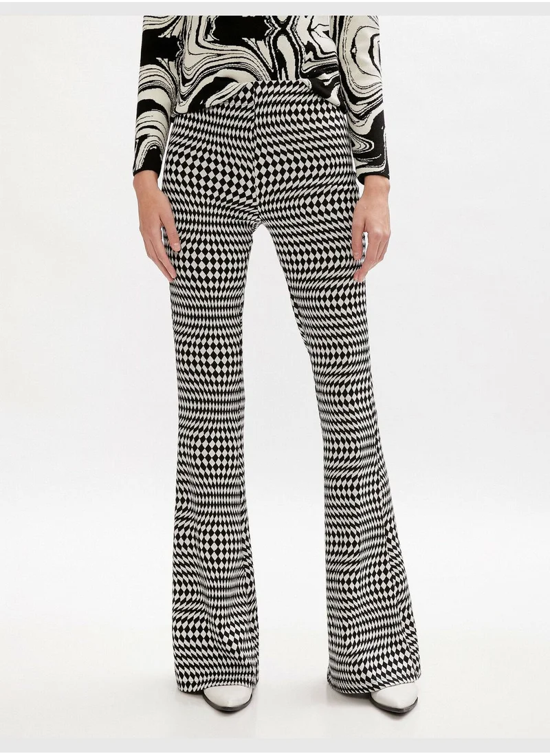 KOTON Geometric Patterned Wide Leg Trousers
