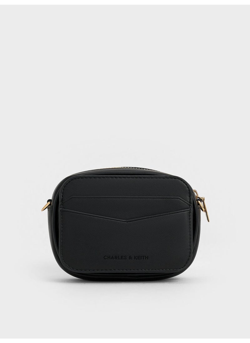 Charles & Keith CHARLES & KEITH Arwen Quilted Mini Bag & Crossbody Bag with Card Holder for Women - Black  - Image 4